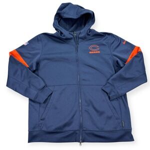 Nike Jacket Men's XL Navy Chicago Bears NFL Dri-Fit Track Hoodie Sportswear